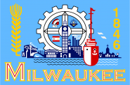 The official flag of the City of Milwaukee.