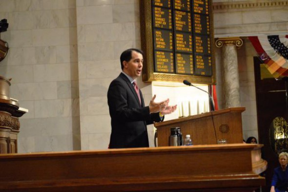 Governor Scott Walker introduces his Freedom and Prosperity budget proposal to the citizens of Wisconsin. Photo from the State of Wisconsin.