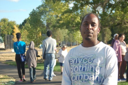 Tiarence Morgan, 38, said the revamped Moody Park is a point of pride for neighborhood residents. Photo by Edgar Mendez.