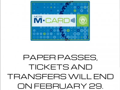 MCTS Announces Timeline for Transition Away from Paper Tickets, Passes and Transfers