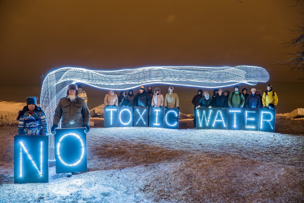 No Toxic Water. Photo courtesy of the  Overpass Light Brigade.