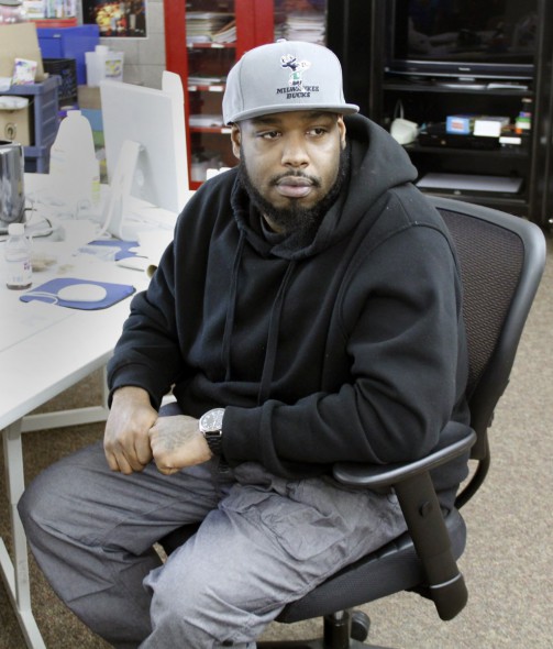 Martinus Roper, who goes by “Mr. M,” is an assistant program coordinator at the Greentree-Teutonia learning center. Because of his own experience growing up without a father present, he said he understands the importance of having a consistent adult presence in a child’s life. Photo by Abigail Becker of the Wisconsin Center for Investigative Journalism.