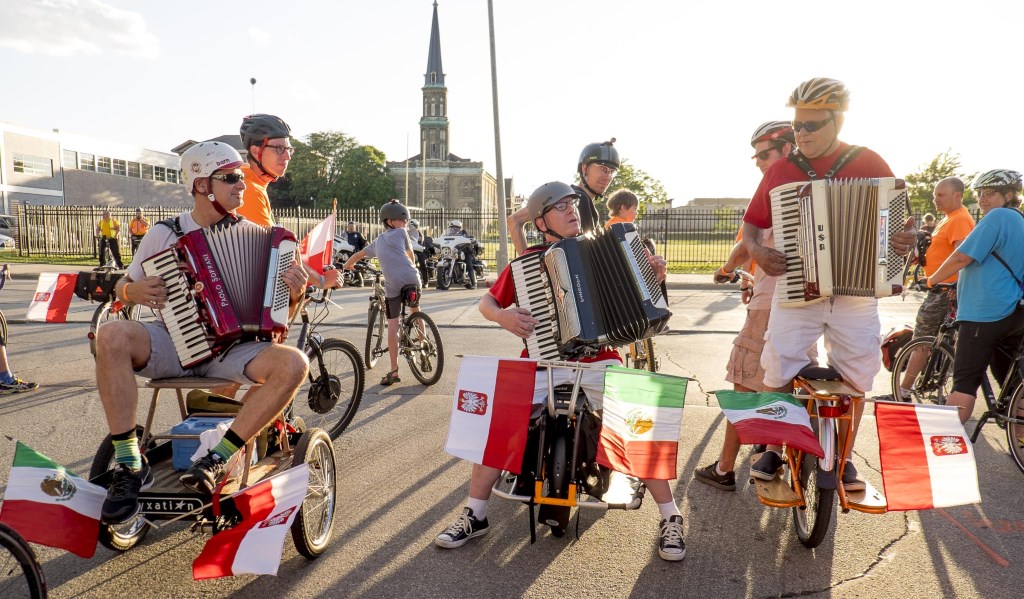 Kicking off the Polish Moon Ride with the National Anthem. I will try to get four accordion players this year. You can never have too many accordions!