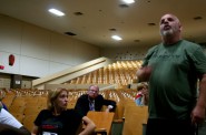 Shane Megonigle, who taught for 18 years at the old Ethan Allen School for Boys, addresses DOC officials. Photo by Jabril Faraj.