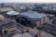 The portion of 4th Street between West Juneau Avenue and West Highland Avenue is northeast of the BMO Harris Bradley Center. Photo by Adam Carr.