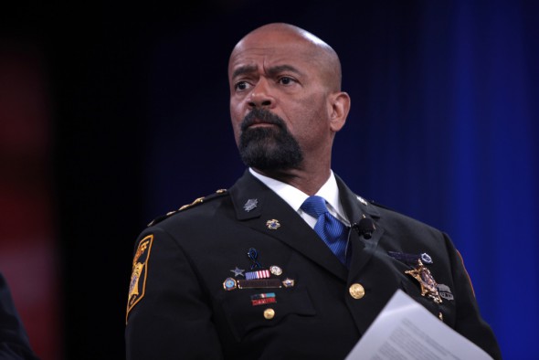 Sheriff David Clarke speaking at the 2016 Conservative Political Action Conference (CPAC) in National Harbor, Maryland. Photo by Gage Skidmore.