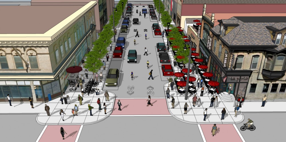 A rendering of S. 5th St. Bump-outs will not be added.