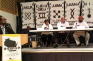 From left: Milwaukee Journal Sentinel columnist James Causey; Clayborn Benson, executive director, Wisconsin Black Historical Society (obscured); EXPO of Milwaukee leaders Sharyl McFarland, Carl Fields and James Watkins participate at an EXPO of Milwaukee community forum at the Wisconsin Black Historical Society in June. Photo courtesy of NNS.