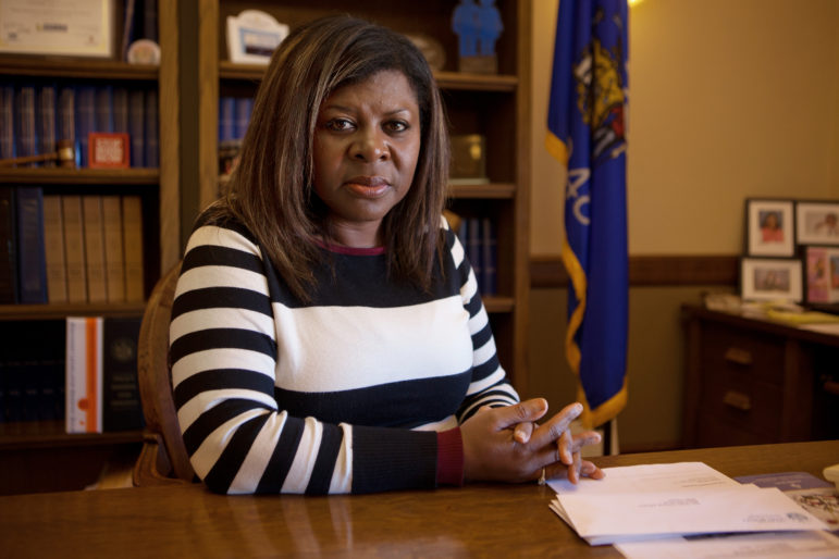 In February, State Rep. LaTonya Johnson, D-Milwaukee, introduced a bill that would require the state to conduct tap water testing when a child is lead-poisoned and would lower the level of lead in a child's blood at which the state would be required to investigate its source. The bill was never brought up for a vote. Johnson, who used to run a day care center in her Milwaukee home, says she provided water from a cooler to the children in her care to avoid exposure to lead. Photo by Coburn Dukehart of the Wisconsin Center for Investigative Journalism.