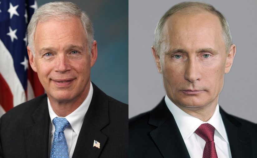 Ron Johnson and Vladimir Putin. Johnson photo from the U.S. Federal Government. Putin photo from www.kremlin.ru.