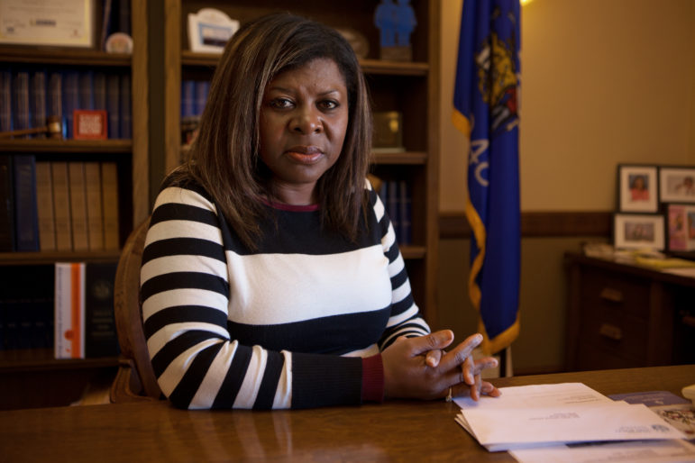 In February, State Rep. LaTonya Johnson introduced a bill that would require the state to conduct tap water testing when a child is lead poisoned and would lower the level of lead in a child’s blood at which the state would be required to investigate its source. The bill was never brought up for a vote. Johnson, who used to run a day care center in her Milwaukee home, says she provided water from a cooler to the children in her care to avoid exposure to lead. Johnson now serves in the state Senate. Photo by Coburn Dukehart of the Wisconsin Center for Investigative Journalism.