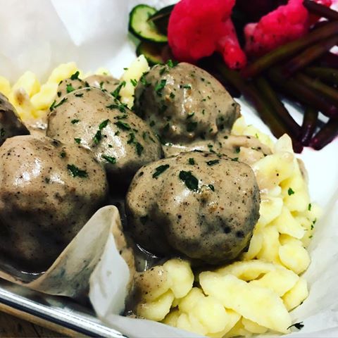Swedish meatballs served with spaetzel-style egg noodles. Photo from Facebook.