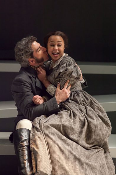 Milwaukee Repertory Theater presents Jane Eyre in the Quadracci Powerhouse from April 25 to May 21, 2017. From left to right: Michael Sharon and Margaret Ivey. Photo by Mikki Schaffner.