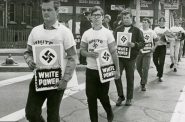 Nazis march along 16th St. at Forest Home on Sept. 23, 1967. Photo courtesy of Milwaukee Journal Sentinel and Milwaukee Public Library.