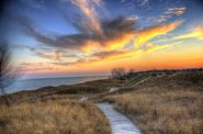 The bright clouds over the sand dune trails at Kohler-Andrae State Park, Wisconsin