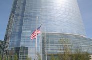Newly raised American flag at Northwestern Mutual Tower and Commons. Photo by Jeramey Jannene.