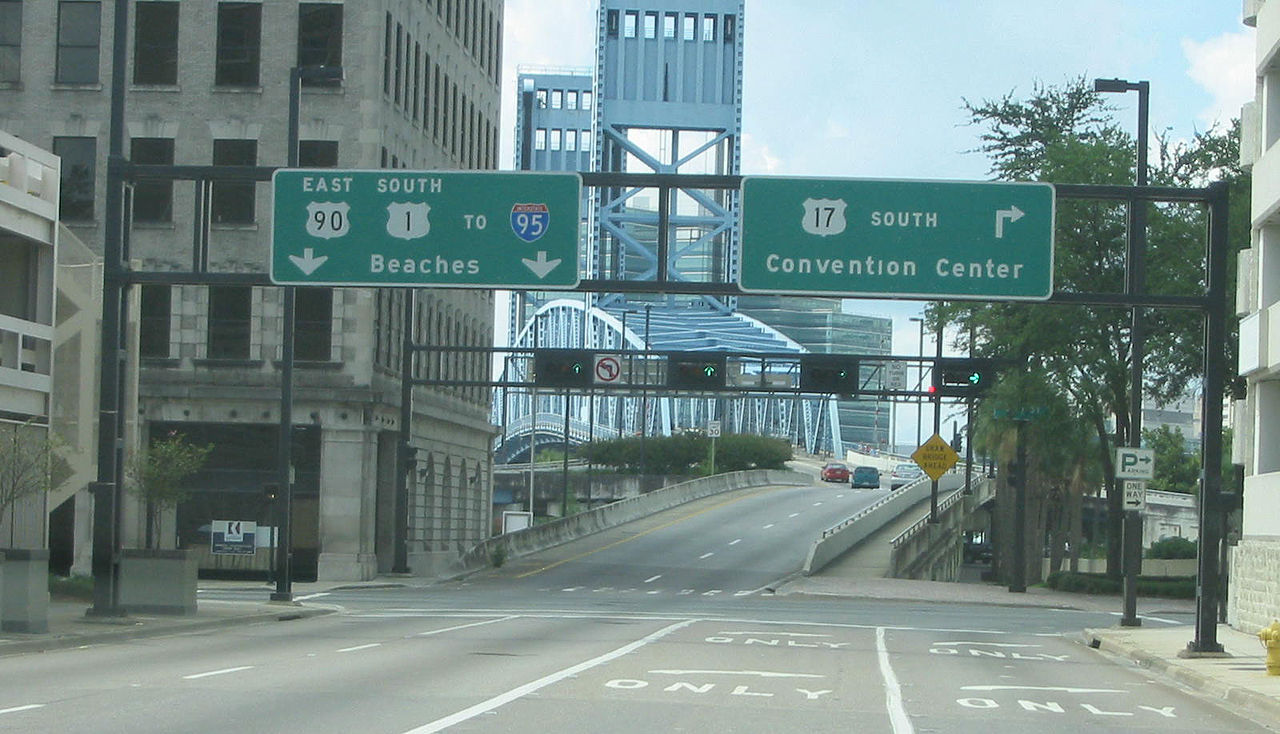 Highway signs downtown bode poorly for pedestrian safety. Photo by SPUI.