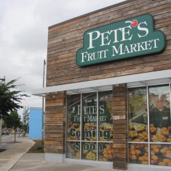 Pete’s Fresh Fruit Market, on the corner of North Martin Luther King Drive and West North Avenue, is opening in Bronzeville on Sept. 14. Photo by Lydia Slattery.