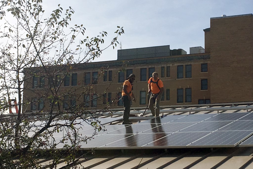 Solar panels being installed. Photo courtesy of Arch Electric Inc.