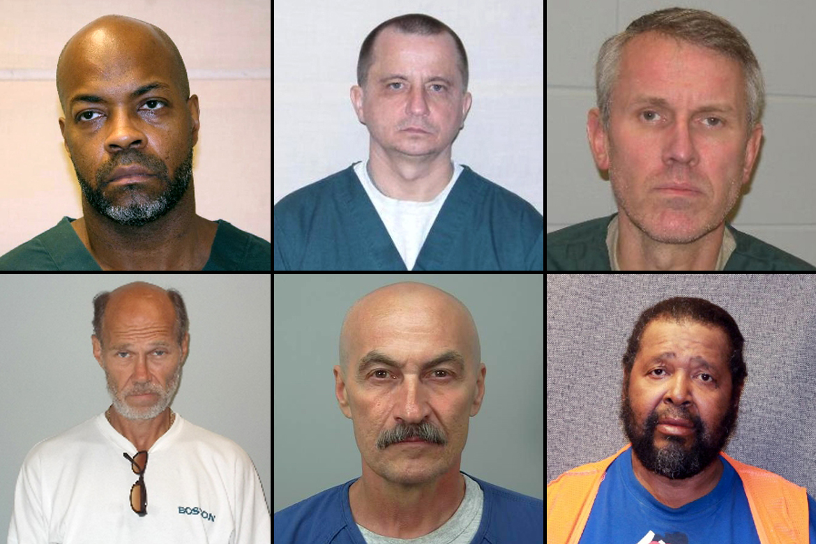 The FBI has acknowledged its hair or fiber analysis was faulty in at least 13 prosecutions in Wisconsin. The bureau is conducting a nationwide review of criminal cases involving microscopic hair and fiber analysis prior to 2000, when mitochondrial DNA testing became a routine forensic practice. Pictured here are some of the Wisconsin defendants whose cases included flawed hair or fiber comparison by the FBI or the state crime lab. Clockwise from top left, Booker Shipp, Larry Fandrich, Brook Grzelak, Roy Broussard, Richard Beranek, and Patrick Greer. Photos from the Wisconsin Department of Corrections and Dane County Jail.