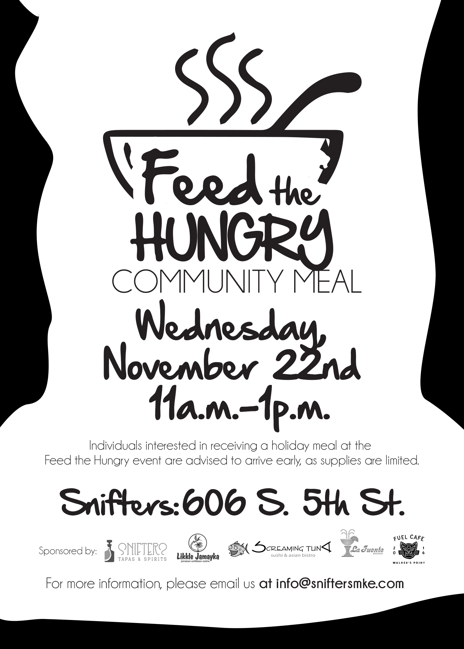 Snifters Tapas and Spirits to Host First Annual Feed the Hungry Community Meal