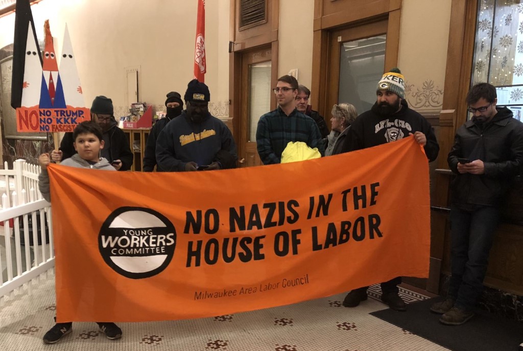 "No Nazis in the house of labor." Photo by Jeramey Jannene.