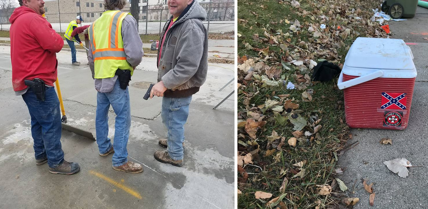 American Sewer Services employees. Left photo by Brian Oliver. Right photo by Sam Singleton-Freeman.