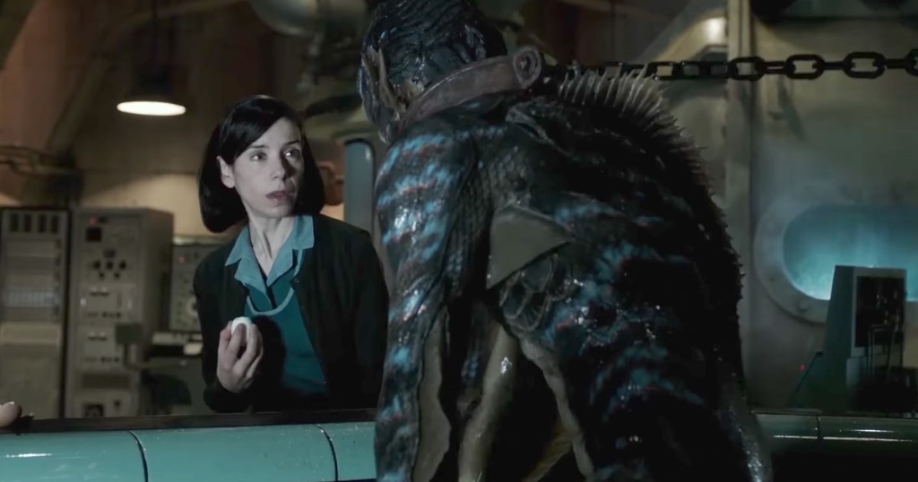 Sally Hawkins and friend in "The Shape of Water."