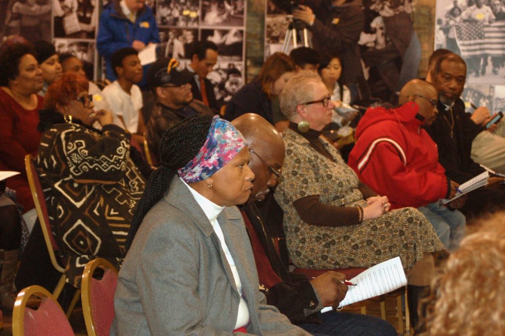 About 100 people attended a recent forum at the Wisconsin Black Historical Society. Photo by Elliot Hughes.