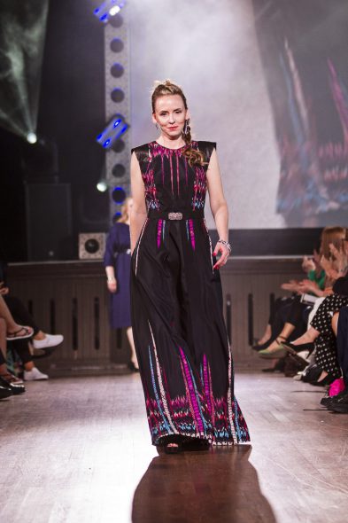 In 2017, Jamie O’Gallagher (pictured here) won the Donna Ricco Outstanding Dress Award for this dress design at CREO, Mount Mary’s student-led fashion show. O’Gallagher will exhibit her senior collection at this year’s show. Photo courtesy of Mount Mary University.