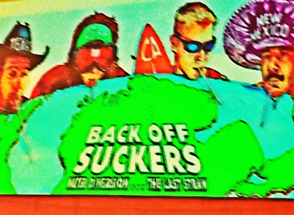 A 2001 billboard placed in Michigan featured offensive caricatures representing Texas, Utah, California and New Mexico to illustrate concerns about pumping Great Lakes water to the American West. Illustration based on photo of billboard by Citizens for Michigan's Future.