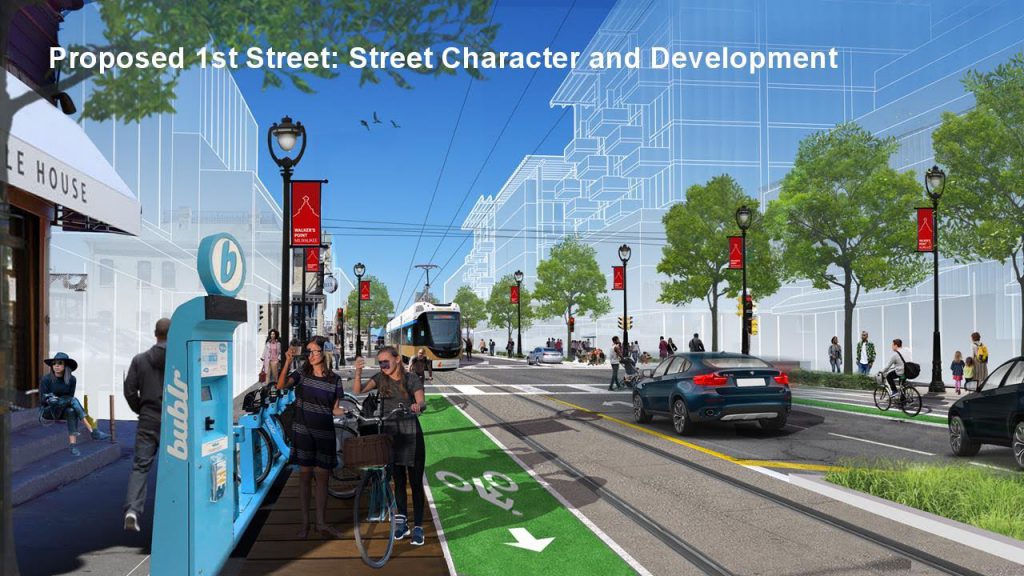 Walker's Point Streetcar Rendering - S. 1st St. - Rendering by City of Milwaukee