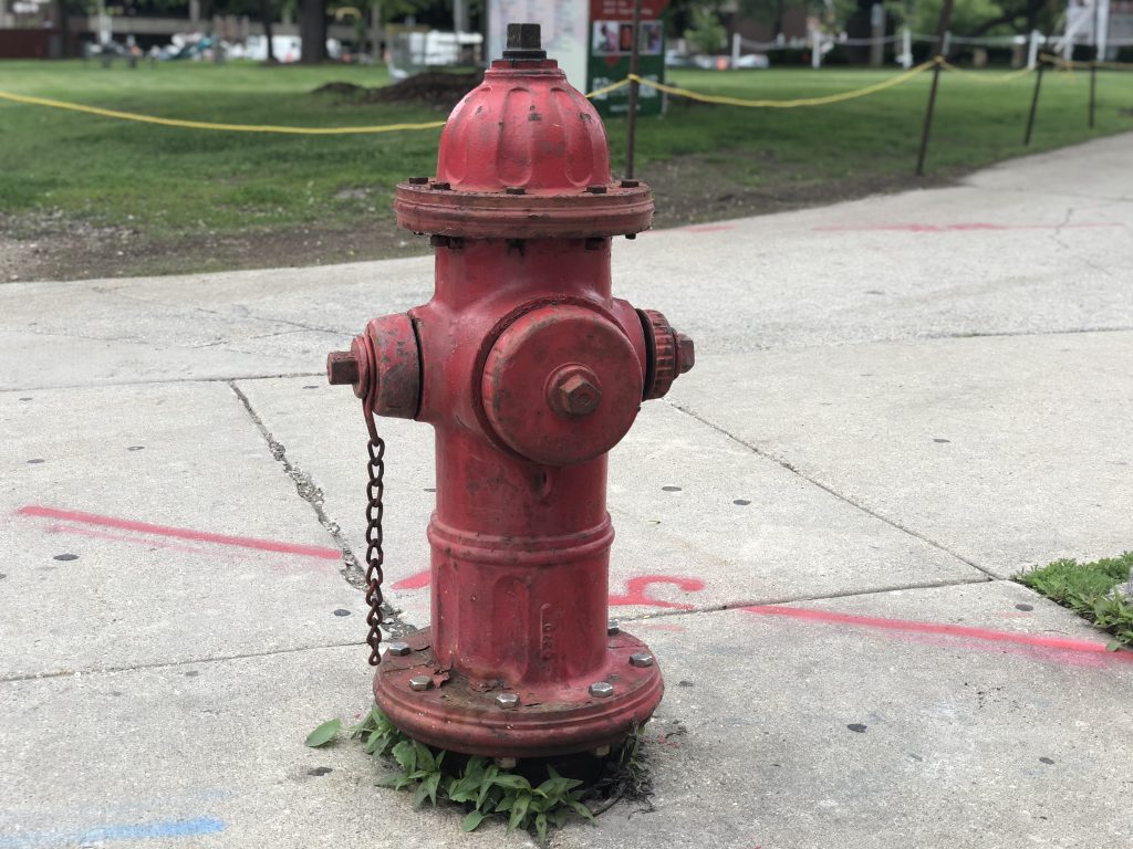 Fire hydrant in Cathedral Square Park. Photo by Jeramey Jannene.