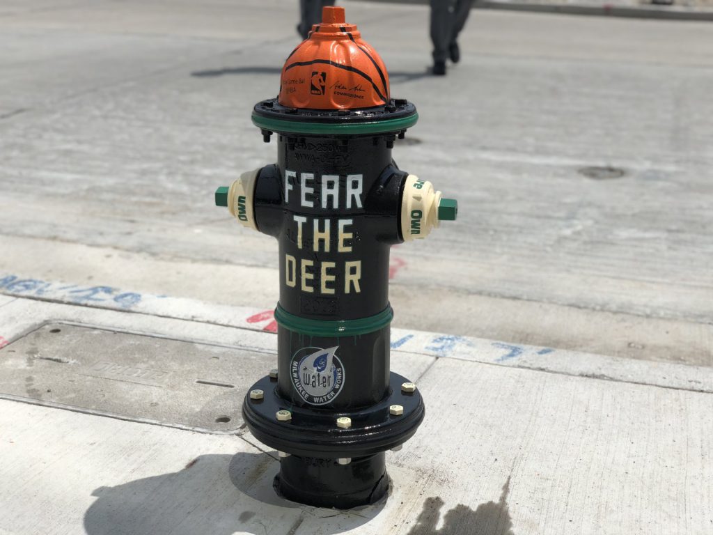 A Milwaukee Bucks fire hydrant. Photo by Jeramey Jannene.