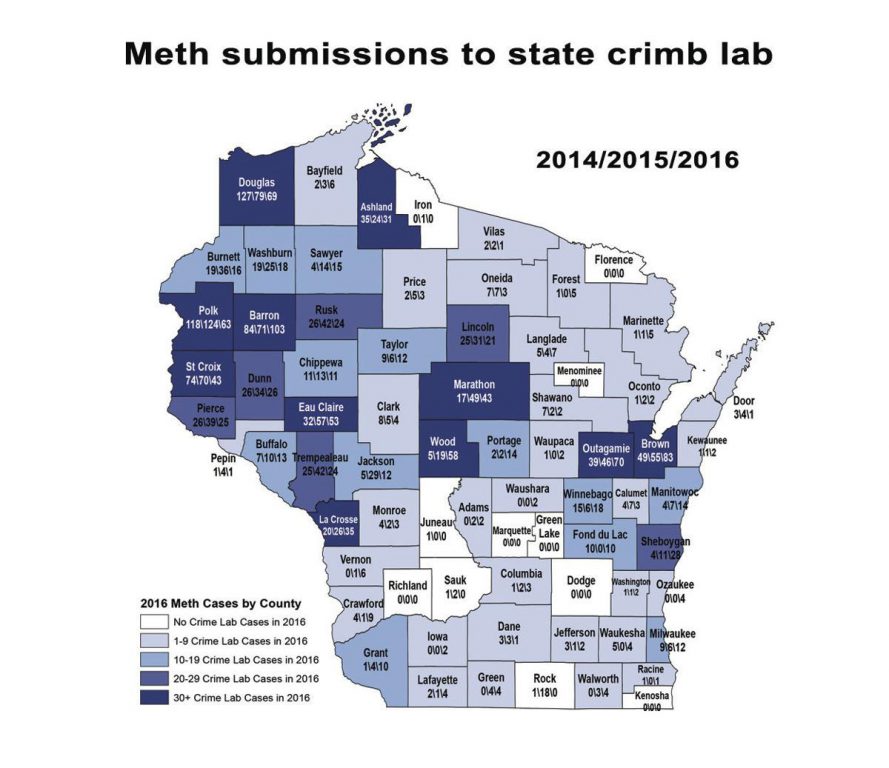 Meth submissions to state crime lab. Graph from the Wisconsin Department of Justice.