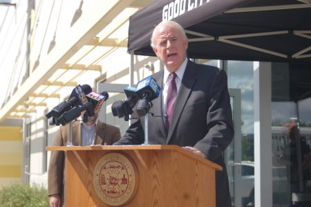 Mayor Tom Barrett expressed sorrow over the shooting during an unrelated press conference Thursday morning. Photo by Jenny Whidden.