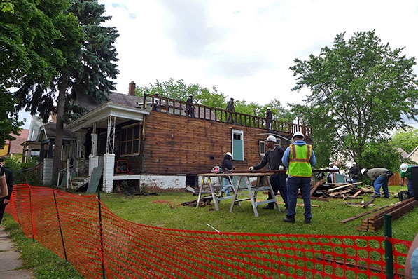 A home being deconstructed. Photo from the City of Milwaukee.