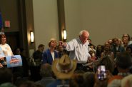 U.S. Sen. Bernie Sanders rallied Democrats` in Eau Claire to support Democratic U.S. Sen. Tammy Baldwin's re-election campaign. Baldwin is considered a top target of Republicans hoping to flip her seat. Photo by Molly Dove/WPR.