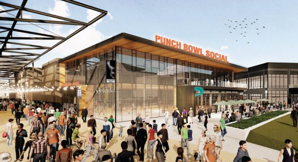 Punch Bowl Social. Rendering by Rinka Chung Architecture.