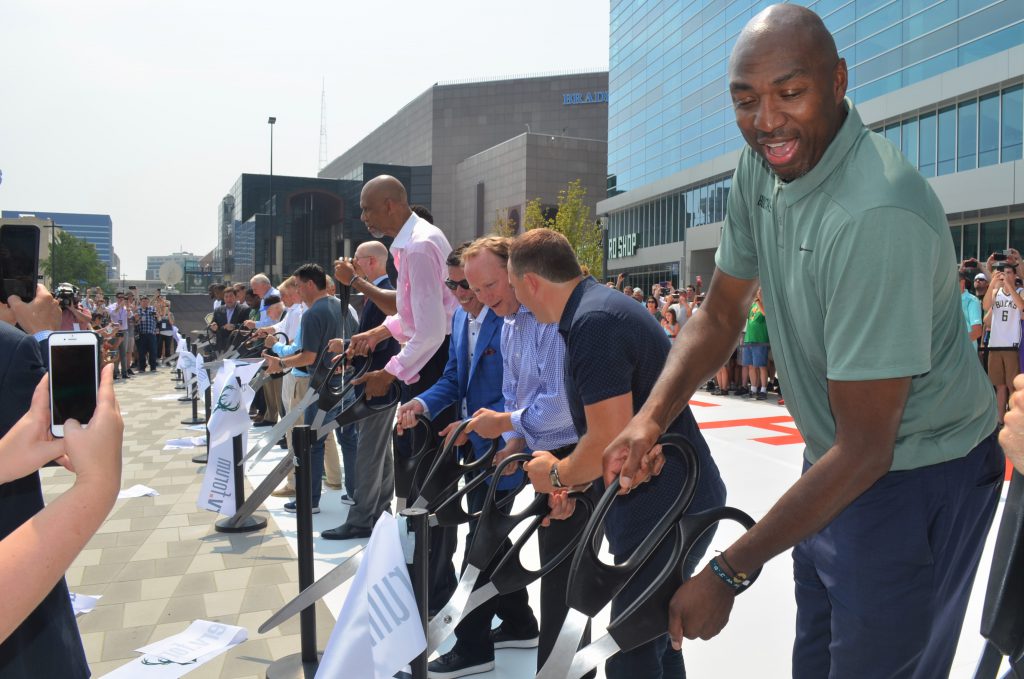 Ribbon cutting at the Fiserv Forum. Photo by Jack Fennimore.