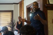 Walnut Way Executive Director Antonio Butts discusses the Lindsay Heights block captain initiative. Photo by Ryeshia Farmer/NNS.