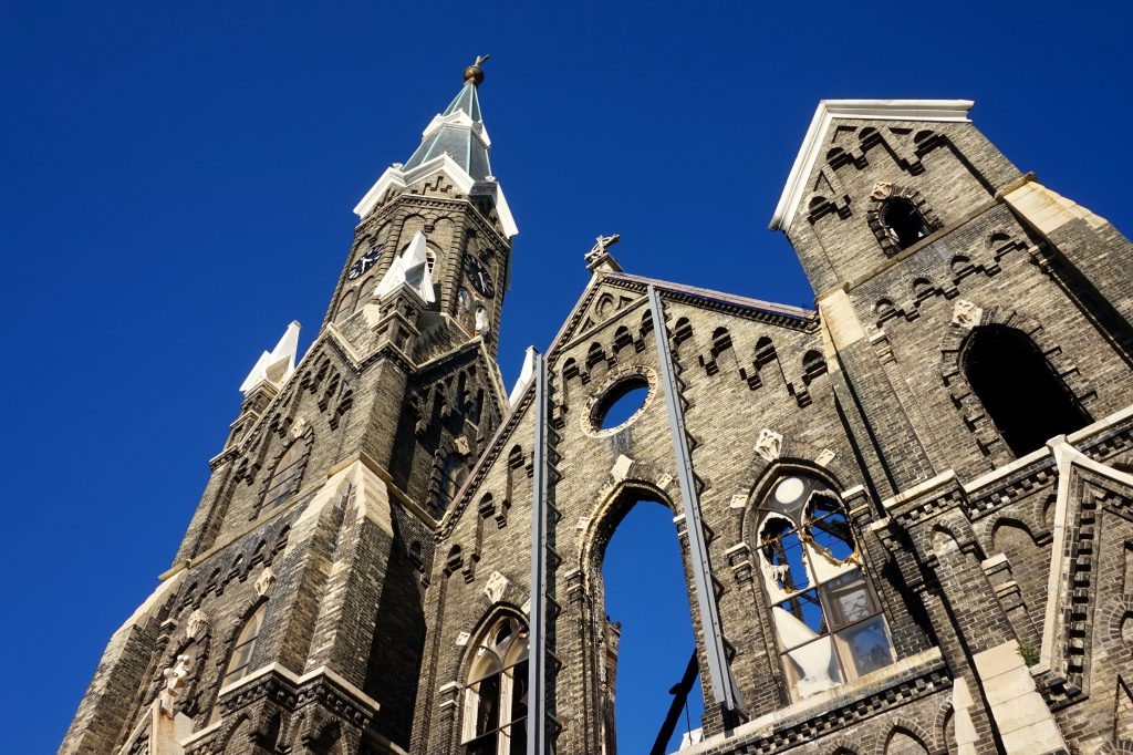 The Bells of Milwaukee hopes to refurbish the bells that survived the blaze at Trinity Lutheran Church on May 15. Photo by Sarah Lipo.