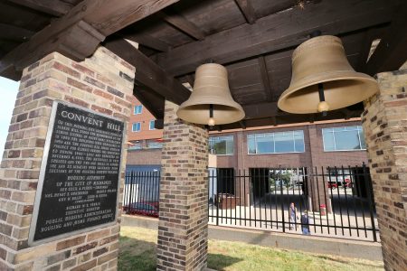 The bells at Convent Hill Gardens were rededicated on July 11. Photo by Patrick A. Robinson, courtesy of The Bells of Milwaukee.
