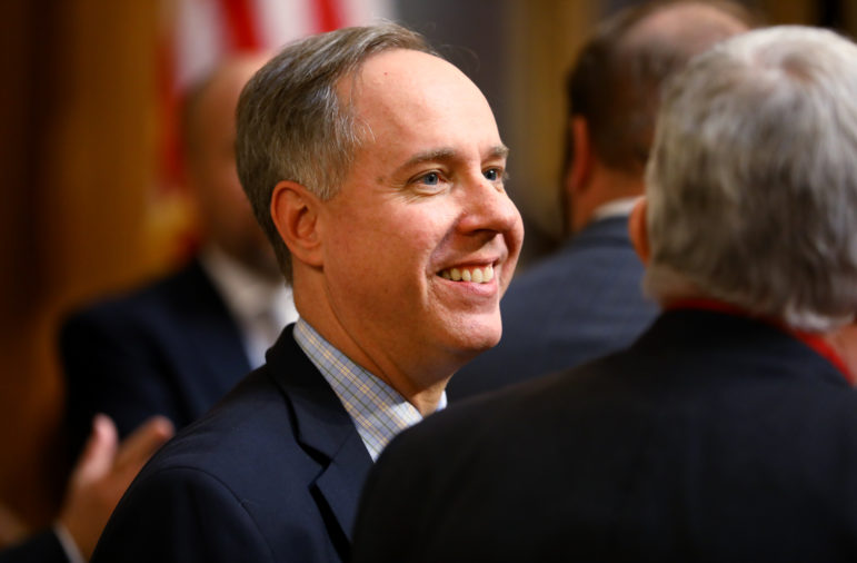 Assembly Speaker Robin Vos, R-Rochester, is seen at the State of the State address in Madison, Wis., at the State Capitol on Jan. 10, 2017. Vos and then-Republican state Sen. Glenn Grothman unveiled a last-minute massive tax cut in the 2011-13 budget that caught Democrats by surprise. Photo by Coburn Dukehart/Wisconsin Center for Investigative Journalism.