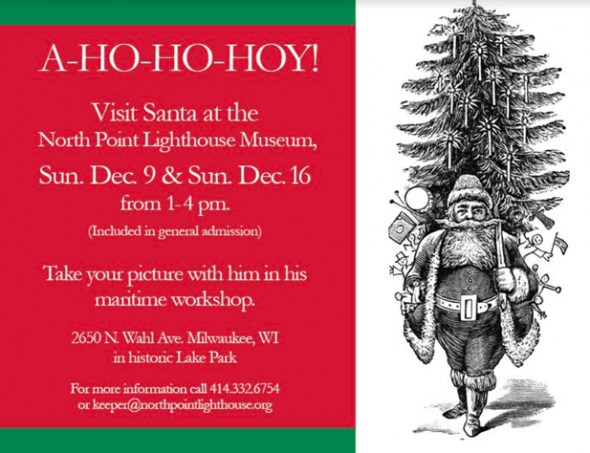 Santa to visit the North Point Lighthouse Museum Sunday Dec. 9th and Sunday Dec 16th 1-4 PM