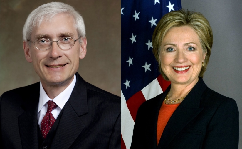 Tony Evers and Hillary Clinton