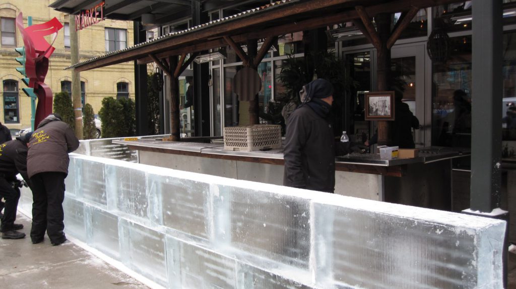 Building the ice bar. Photo by Michael Horne.