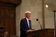 Gov. Tony Evers gives his first State of the State address in Madison, Wisconsin, at the state Capitol building on Jan. 22, 2019. Photo by Emily Hamer/Wisconsin Center for Investigative Journalism.