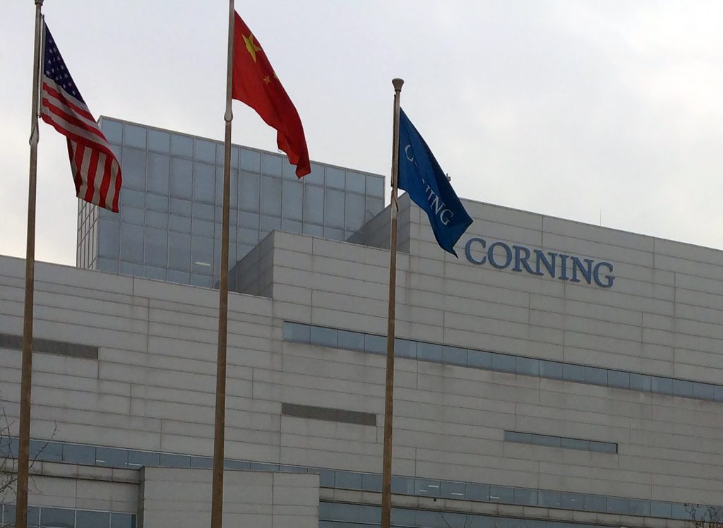 As seen in January 2017, a Corning glass factory is situated across the street from a BOE LCD fab (Gen 8.5) in Beijing. Photo courtesy of Willy Shih/WisContext.