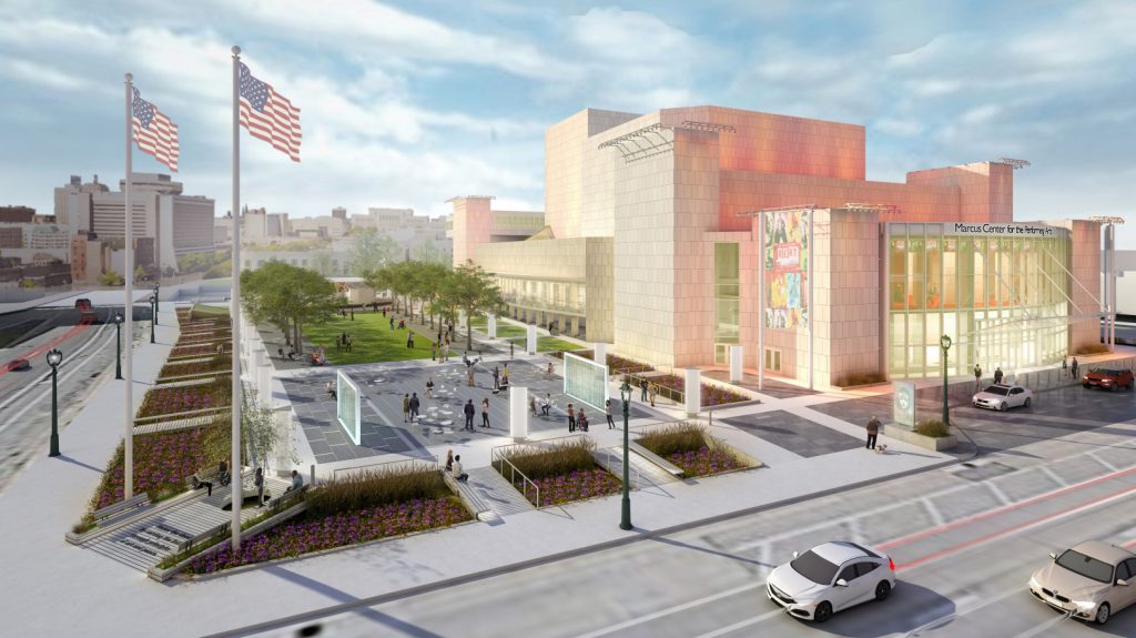 Marcus Center for the Performing Arts redevelopment rendering. Rendering by HGA.